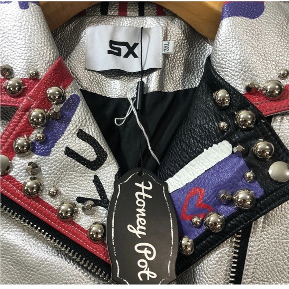 Honey Pot Leather Jacket Graffiti Women’s 3XL - Picture 7 of 7